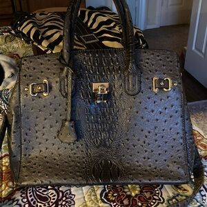 Chic Brown Embossed Satchel